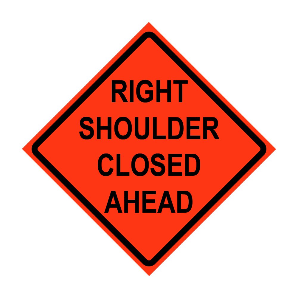 X Roll Up Traffic Sign Right Shoulder Closed Ahead