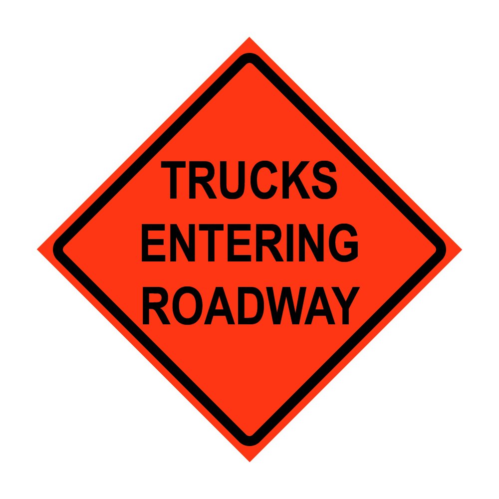 36" x 36" Roll Up Traffic Sign Trucks Entering Roadway