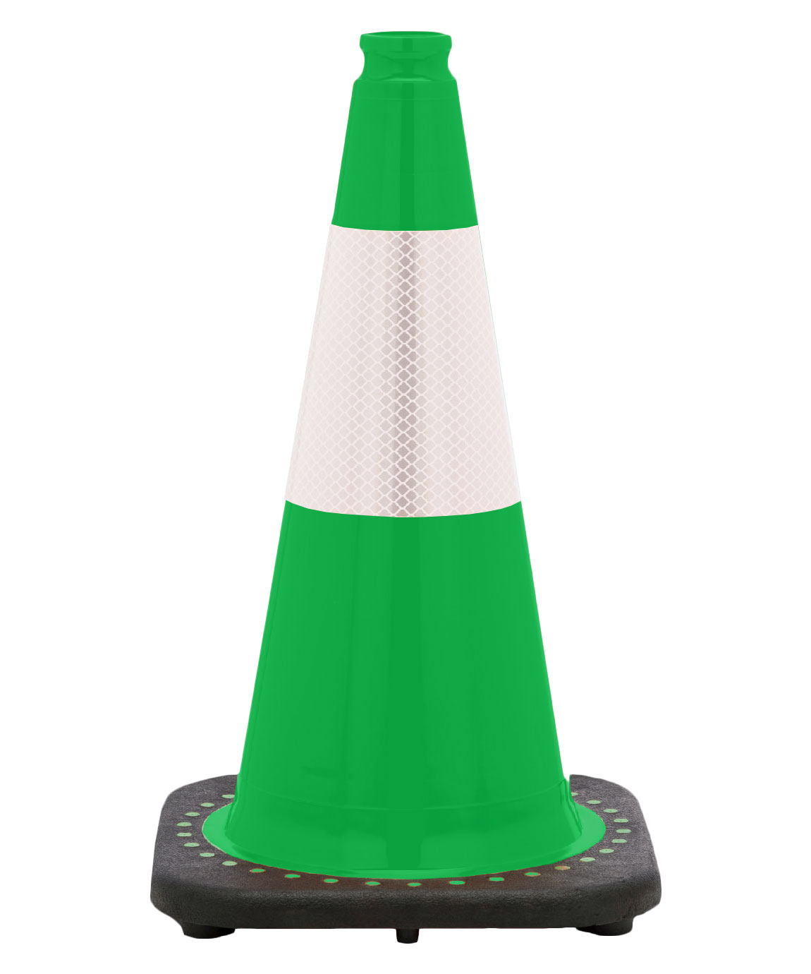 18" Kelly Green Traffic Cone Black Base with Reflective Collar