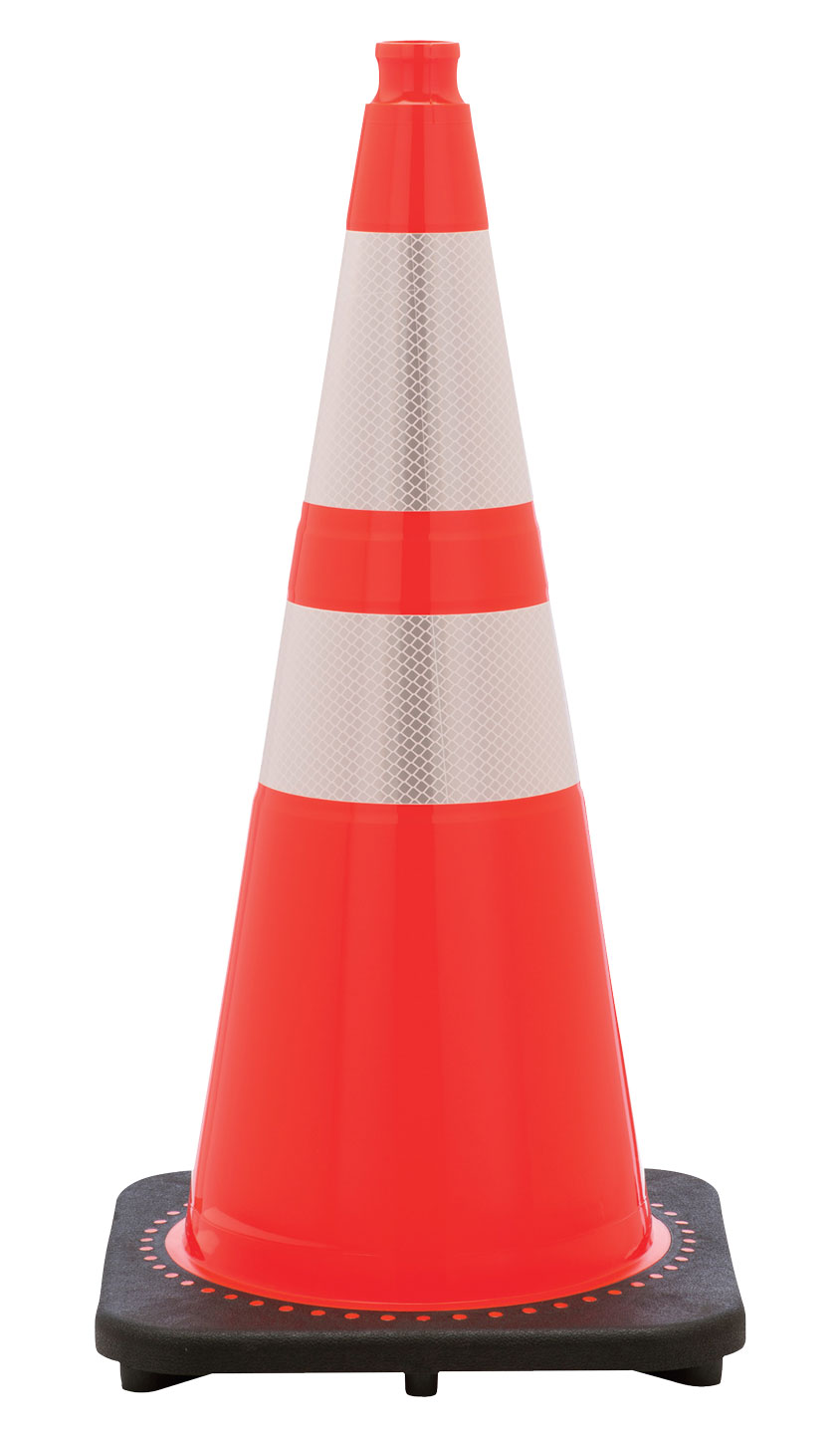 28 Orange Traffic Cone with Black Base and 3M Reflective Collars