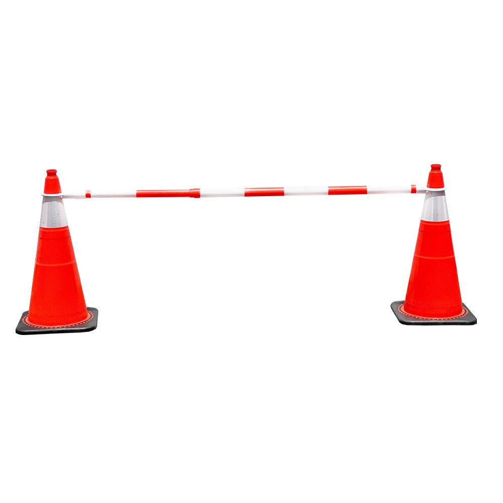 Retractable Traffic Cone Bar Safety Orange and White