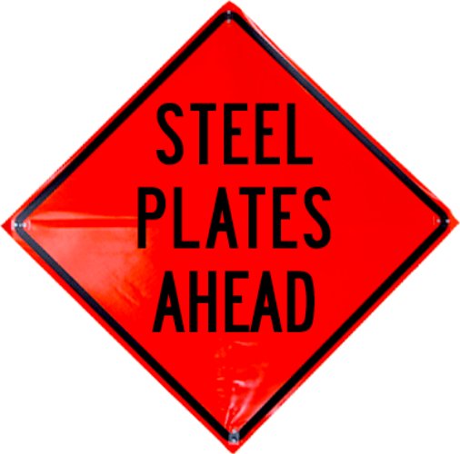 48" x 48" Roll Up Traffic Sign Steel Plates Ahead Traffic Cones For