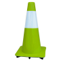 18" Lime-Green Traffic Cone w/6" Reflective Collar, Made in USA
