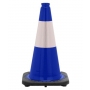 18" Navy Blue Traffic Cone Black Base, 3 lbs w/6" Reflective Collar