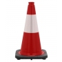 18" Red Traffic Cone Black Base, 3 lbs w/6" Reflective Collar
