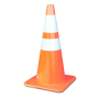 28" All Orange 10 lb Traffic Cone w/6" & 4" Reflective Collar - Made in USA