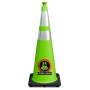 36" Lime Traffic Cone, w/6" & 4" 3M Reflective Collars w/Color Artwork 