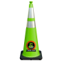 36" Lime Traffic Cone, w/6" & 4" 3M Reflective Collars w/Color Artwork 