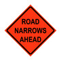 Road Narrows Ahead Roll-Up Traffic Sign