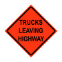 Trucks Leaving Highway Roll-Up Traffic Sign
