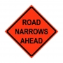 48" x 48" Roll Up Traffic Sign - Road Narrows Ahead