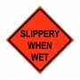 36" x 36" Roll Up Traffic Sign - Slippery When Wet
