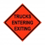 48" x 48" Roll Up Traffic Sign - Trucks Entering Exiting
