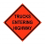 36" x 36" Roll Up Traffic Sign and Heavy Duty Cross Brace - Trucks Entering Highway