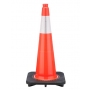 28" Slim Orange Traffic Cone Black Base, 7 lbs w/6" Reflective Collar