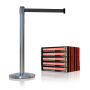 Stainless Finish Premium Stanchions w/Retractable Belt - 10 pack