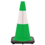 18" Kelly Green Traffic Cone, 3 lb Black Base, w/6" Reflective Collar