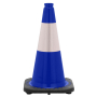 18" Navy Blue Traffic Cone, 3 lb Black Base, w/6" Reflective Collar