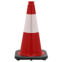 18" Red Traffic Cone, 3 lb  Black Base, w/6" Reflective Collar