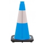 18" Sky Blue Traffic Cone Black Base, 3 lbs w/6" Reflective Collar