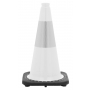 18" White Traffic Cone Black Base, 3 lbs w/6" Reflective Collar