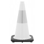 18" White Traffic Cone, 3 lb Black Base, w/6" Reflective Collar