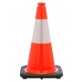 18" Orange Traffic Cone, 3 lb Black Base w/6" 3M Reflective Collar