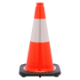 Govt Agency 18" Orange Traffic Cone, 3 lb Black Base, w/6" 3M Reflective Collar 