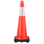 28" Slim Orange Traffic Cone, 5.5 lb Black Base, w/6" Reflective Collar