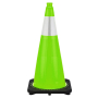 28" Lime Green Traffic Cone, 7 lb Black Base, w/6" Reflective Collar