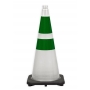 28" Clear Translucent Traffic Cone, 7 lb base w/6" & 4" 3M Green Reflective Collars