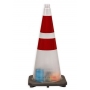 28" High Risk Clear Traffic Cone, 7 lbs w/ 6" & 4" 3M  Red Reflective Collar