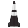 28" Black Traffic Cone, 7 lb Black Base, w/6" & 4" 3M Reflective Collars