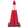 28" Red Traffic Cone, 7 lb Black Base, w/6" 3M Reflective Collar