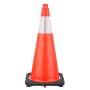 28" Orange Traffic Cone, 7 lb Black Base, w/6" Reflective Collar