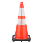 Govt Agency 28" Orange Traffic Cone, 7 lb Black Base, w/6" & 4" 3M Reflective Collars 