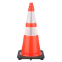 28" Orange Traffic Cone, 7 lb Black Base, w/6" & 4" 3M Reflective Collars