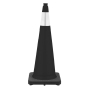 36" Black Traffic Cone, 10 lb Black Base, w/6" 3M Reflective Collar