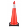 36" Orange Traffic Cone Black Base, 12 lbs w/6" 3M Reflective Collar