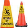 Reflective Cone Message Collar: Possible Icy Conditions