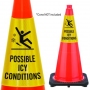 Reflective Cone Message Collar: Possible Icy Conditions