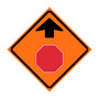 Stop Ahead Symbol Roll-Up Traffic Sign