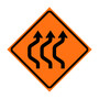Three Lane Double Reverse Curve Left Symbol Roll-Up Traffic Sign