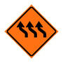 Three Lane Reverse Curve Left Symbol Roll-Up Traffic Sign