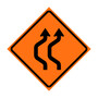 Two Lane Double Reverse Curve Left Symbol Roll-Up Traffic Sign
