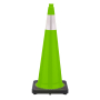 36" Lime Green Traffic Cone, 10 lb Black Base, w/6" 3M Reflective Collar