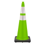 Govt Agency 36" Lime Green Traffic Cone, 12 lb Black Base, w/6" & 4" 3M Reflective Collars 