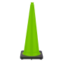 36" Lime Green Traffic Cone, 10 lb Black Base