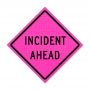 36" x 36" Pink Roll Up Traffic Sign - Incident Ahead 