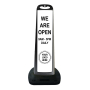 Black Vertical Panel w/Rubber Base - We Are Open 
